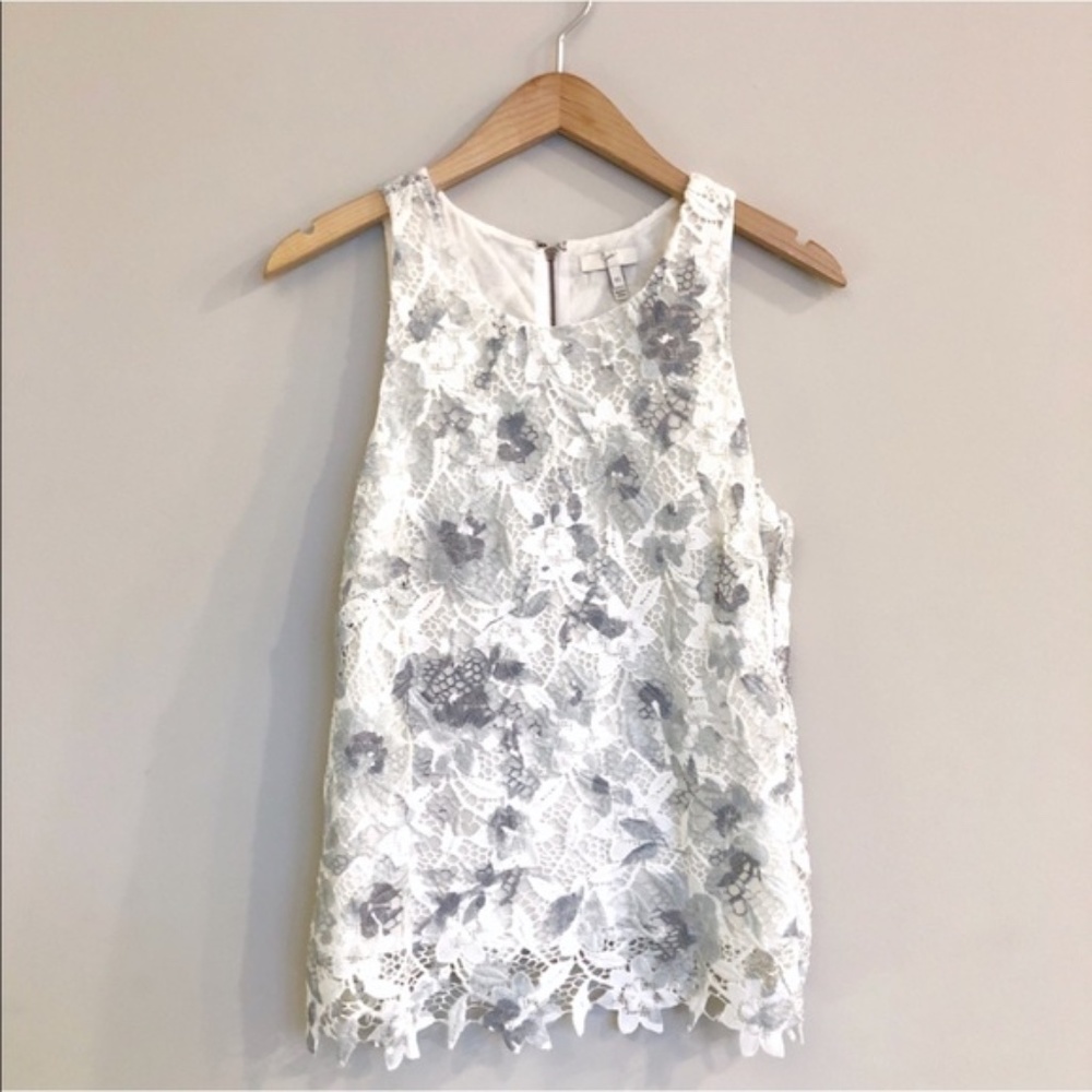 Joie Lace Zip Up Tank Blouse